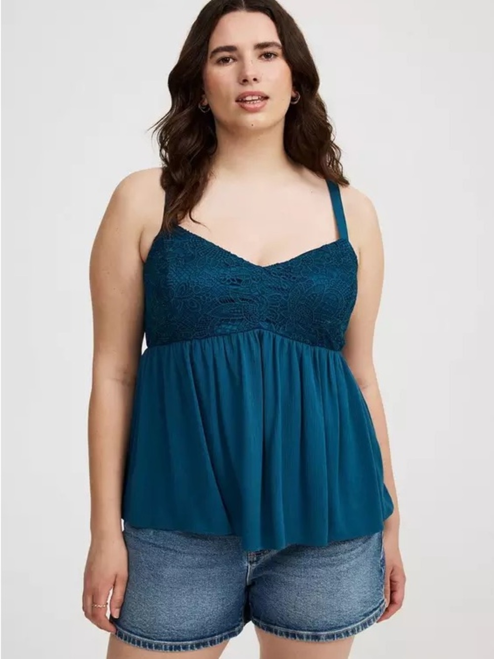 Torrid Teal Babydoll Cami Size 2 2X Flowy Rayon Tank Top